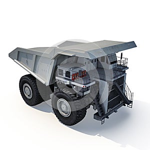 Large haul truck ready for big job in a mine. On white. 3D illustration