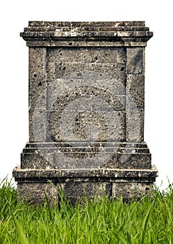 Large headstone monument on white background photo