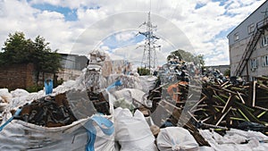 Large heaps of plastic canisters and boxes, ecology concept