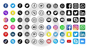 Large high quality collection of social media icons and logos