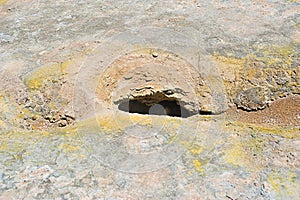 Large hole in the volcanic crater
