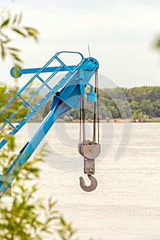 Large hook of a construction crane