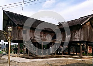 a large house, a common place for segera dayak tribal familie photo