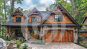 Large House With Two Garages and Stone Driveway