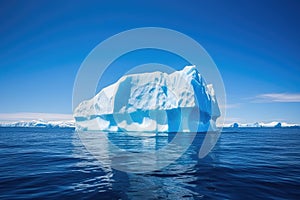 large iceberg floating in the blue ocean