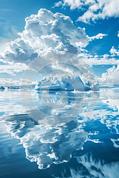 Large iceberg floating on body of water