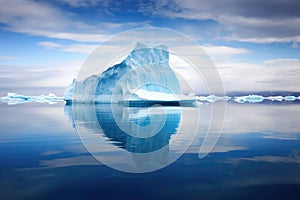 large iceberg floating in a placid arctic sea