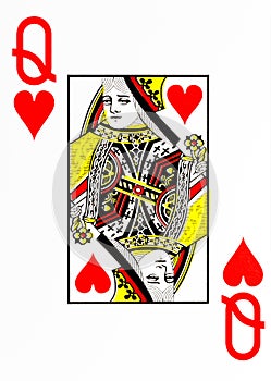 Large index playing card queen of hearts