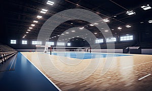 Large Indoor Court With Volleyball Net
