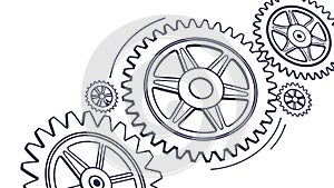 Large Industrial Gears and Cogs Pattern, vector design Generative AI