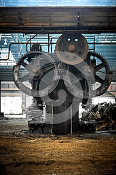 Large industrial hall with cogs