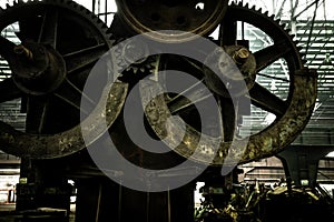 Large industrial hall with cogs