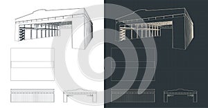 Large industrial hangar blueprints