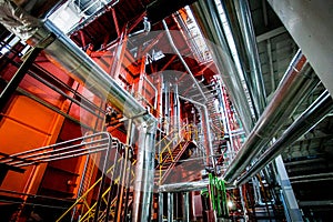 Large industrial pipes in a thermal power plant