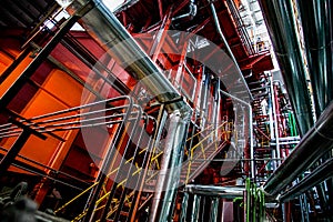 Large industrial pipes in a thermal power plant