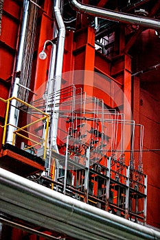 Large industrial pipes in a thermal power plant