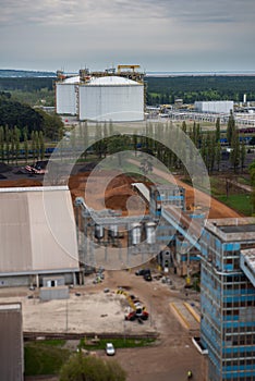 Large industrial tanks for petrochemical plant, oil and gas fuel
