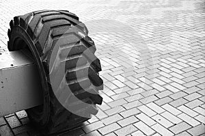 Large Industrial Tyre - Ilford FP4 Plus B&W Film photo