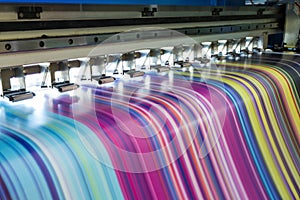 Large Inkjet printer working multicolor on vinyl banner