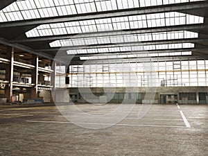 Large Interior grunge framed warehouse