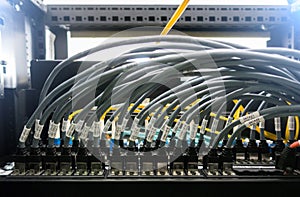 Large internet router.large network server. connector RG-45. photo