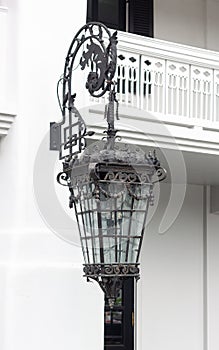 Large iron lamp wall hanging