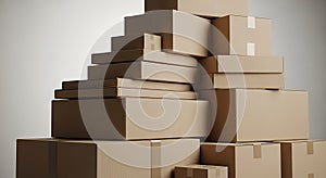 Tall stack of cardboard moving boxes ready for storage