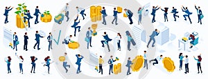 Large Isometric set of business people, businessmen, businesswoman, employees, investors, Directors, accountants, managers