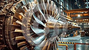 Large Jet Engine Inside Factory Workshop