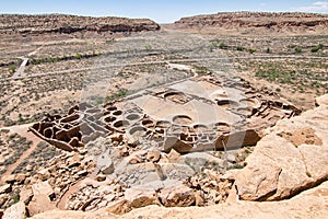 Aerial View Ancient Ruins of Pueblo Bonito in Chaco Canyon photo