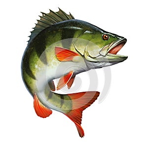 Large lake perch freshwater illustration realism isolate.