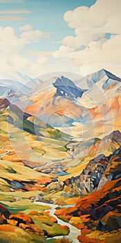Orange Mountains A Whistlerian Landscape Painting Of British Uplands photo
