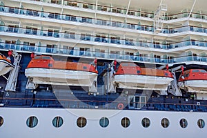 Large LIfeboats on Cruise Ship