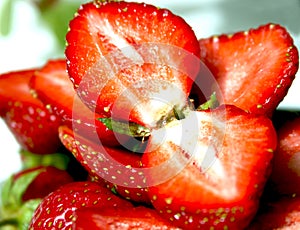 Large lobules ripe strawberry