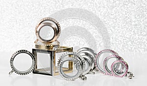 Large Lockets against a glitter background