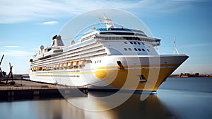 large luxury cruise ship is berthed at a port along the cruise route. sea â€‹â€‹recreation and tourism