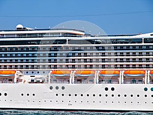 Large luxury cruise ship detail