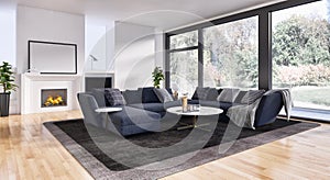 Modern bright interiors apartment 3D rendering illustration photo