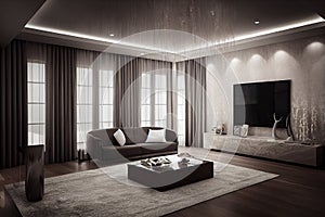 Large luxury modern elegant interiors Living room mockup. Modern style of furniture decoration. Generative AI