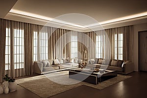 Large luxury modern elegant interiors Living room mockup. Modern style of furniture decoration. Generative AI