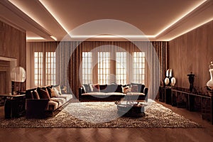 Large luxury modern elegant interiors Living room mockup. Modern style of furniture decoration. Generative AI