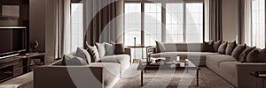 Large luxury modern elegant interiors Living room mockup. Modern style of furniture decoration. Generative AI