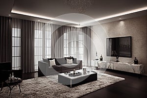 Large luxury modern elegant interiors Living room mockup. Modern style of furniture decoration. Generative AI