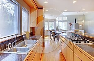 Large luxury modern wood kitchen .