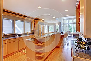 Large luxury modern wood kitchen .