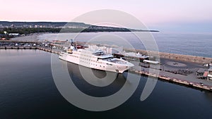 Large luxury motor yacht moored in Varna port, Bulgaria
