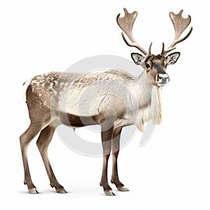 Large male reindeer. Isolated over white. generative ai
