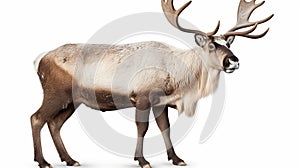 Large male reindeer. Isolated over white. generative ai