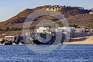 Large mansion home on the Cape Saint Luke coastline on the Gulf of California that separates the Sea of Cortez from the Pacific