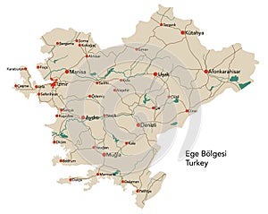 Large map of Ege BÃÂ¶lgesi